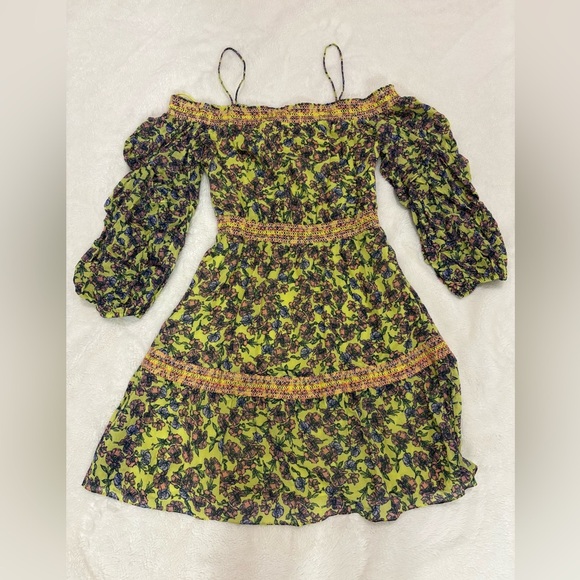 Alice + Olivia Dorothy Off Shoulder Floral Mini Dress Size 2 NWT - Picture 6 of 13